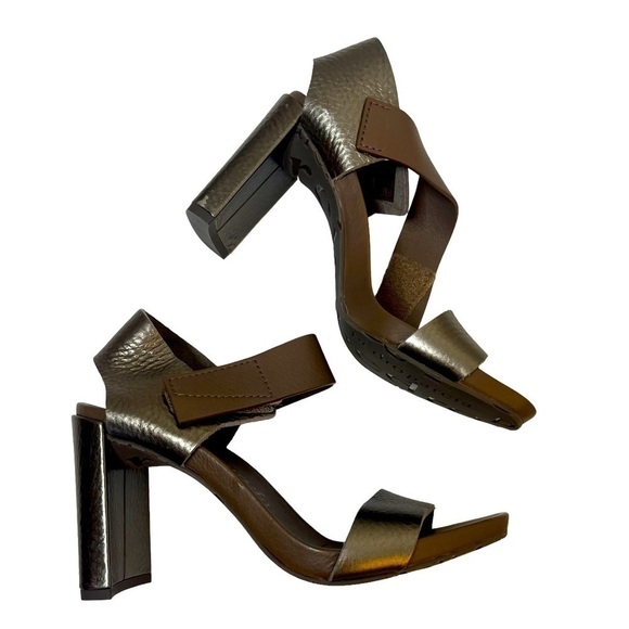 PEDRO GARCIA Nut Cervo Lame Nara Block Heel Sandal - Picture 2 of 7